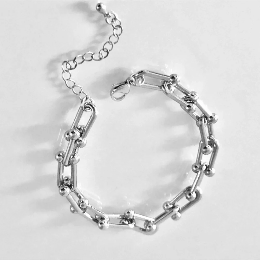 Silver Hardwear Small U Link Bracelet